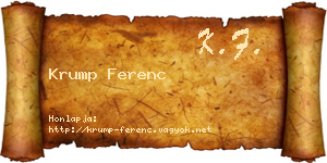 Krump Ferenc névjegykártya